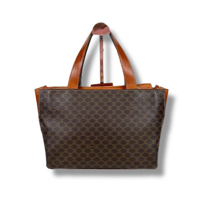 Celine Mini Tote Handbag Macadam Pattern Pvcleather Brown