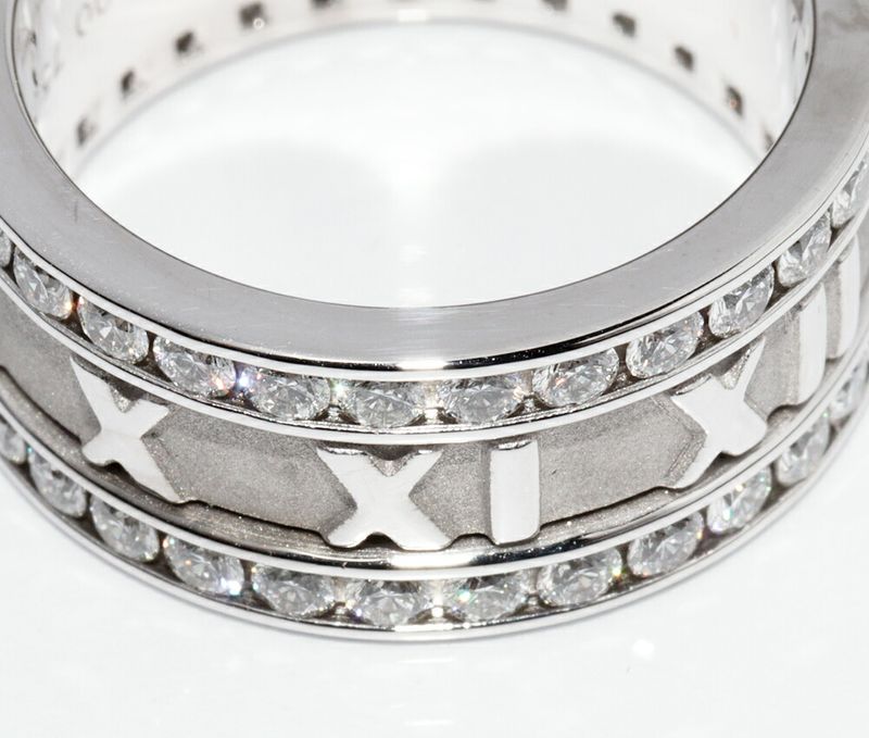 Tiffany & Co Ring 18K White Gold Diamond Atlas Full Circle Ring Width 86mm