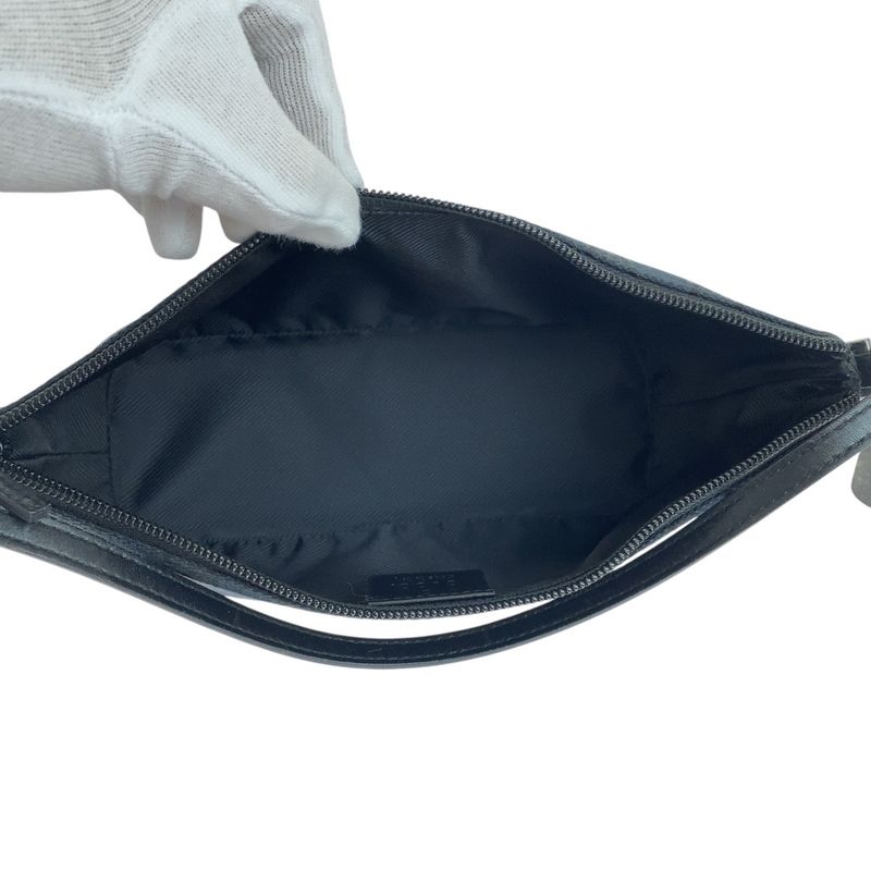 Gucci Black Silver Hardware GG Canvas/leather 039 1103 Handbag Accessory Pouch