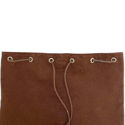 Hermes Drawstring Backpack Porochon Mimir PM Brown Excellent Condition Cotton