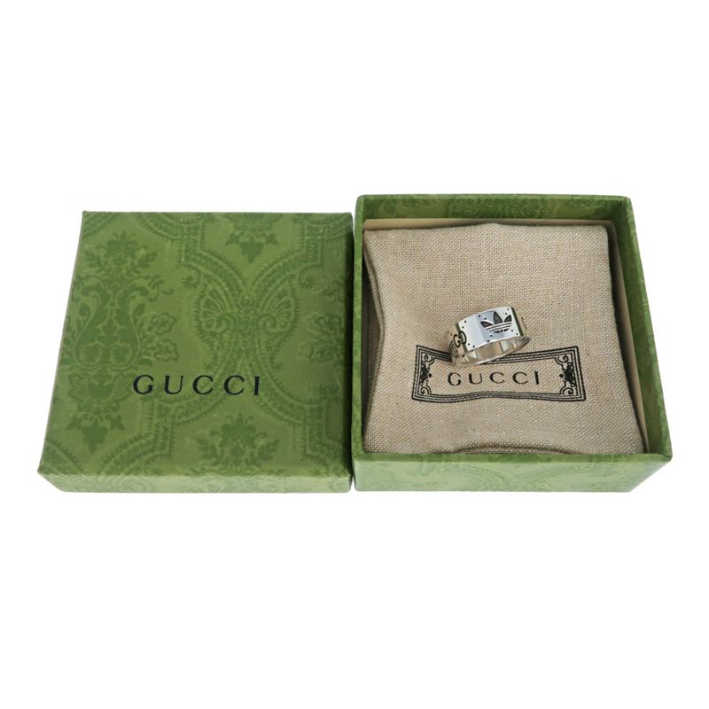 Gucci Adidas Collaboration Ring Engraving Wide Trefoil 17 Ag925 Jewelry