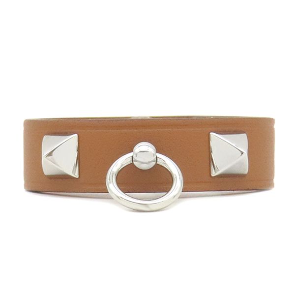 Hermes Glove Holder Rival Vorswith Metal Gold Silver Hardware Brown [box