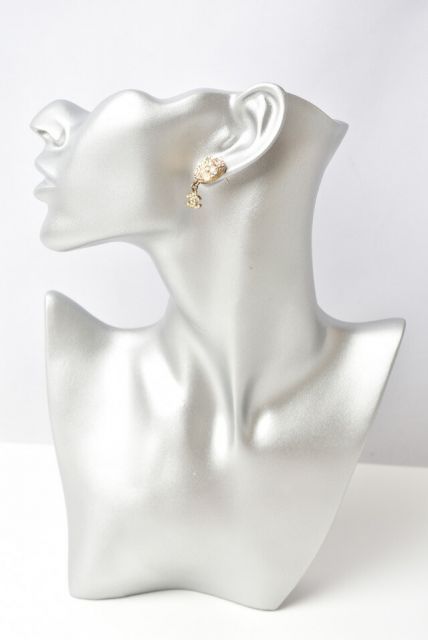 Chanel Earrings Chanel Circle Pearl Motif Logo Rhinestone Gold