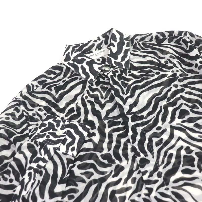 Saint Laurent Paris 2019 564172 100% Wool Light Hand Long Sleeve Zebra Shirt
