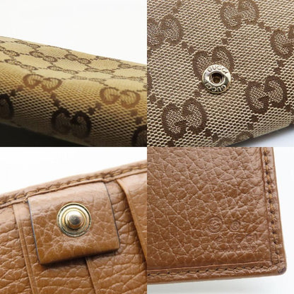 Gucci Long Wallet 346058 GG Canvas Leather Brown Fold Small Women Ladies Women