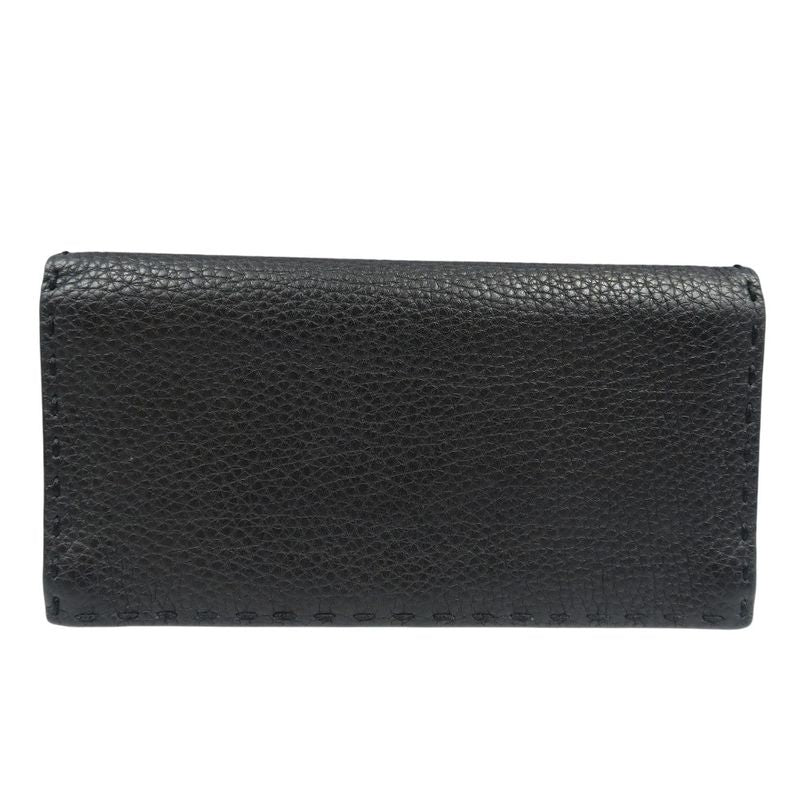 Fendi Selleria 7m0186 Calf Silver Hardware Black Bifold Long Wallet 1380 Fendi