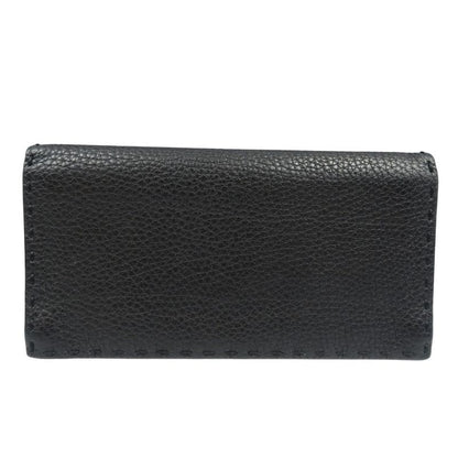 Fendi Selleria 7m0186 Calf Silver Hardware Black Bifold Long Wallet 1380 Fendi