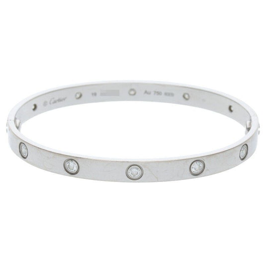 Cartier LOVE Bracelet Diamonds New Shape 18K White Gold Diamond Bracelet Men's