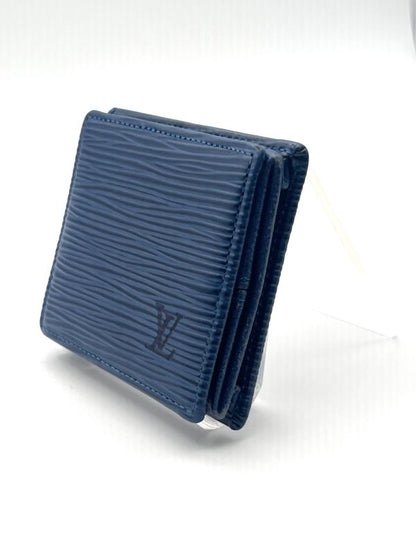 Louis Vuitton Coin Case Coin Case Portmonnais Bois Epi Blue M63695 07bs258