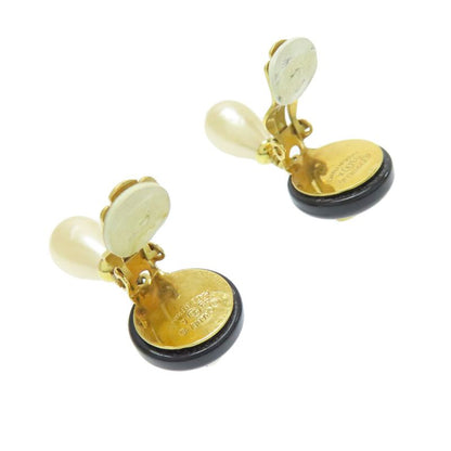 Chanel Coco Mark Faux Pearl Earrings Plastique GP Ladies