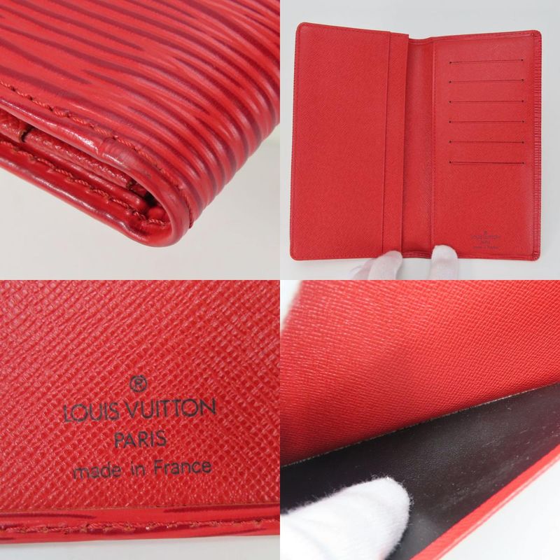Louis Vuitton Wallet Porte Cult Cles Di Epi Leather Red Bifold Small Women