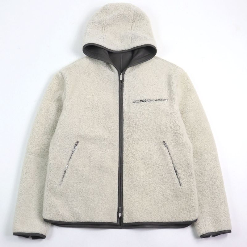 Hermes 053265hatc54 Sheepskin Leather Cowhide H Logo Zip Reversible Double Face