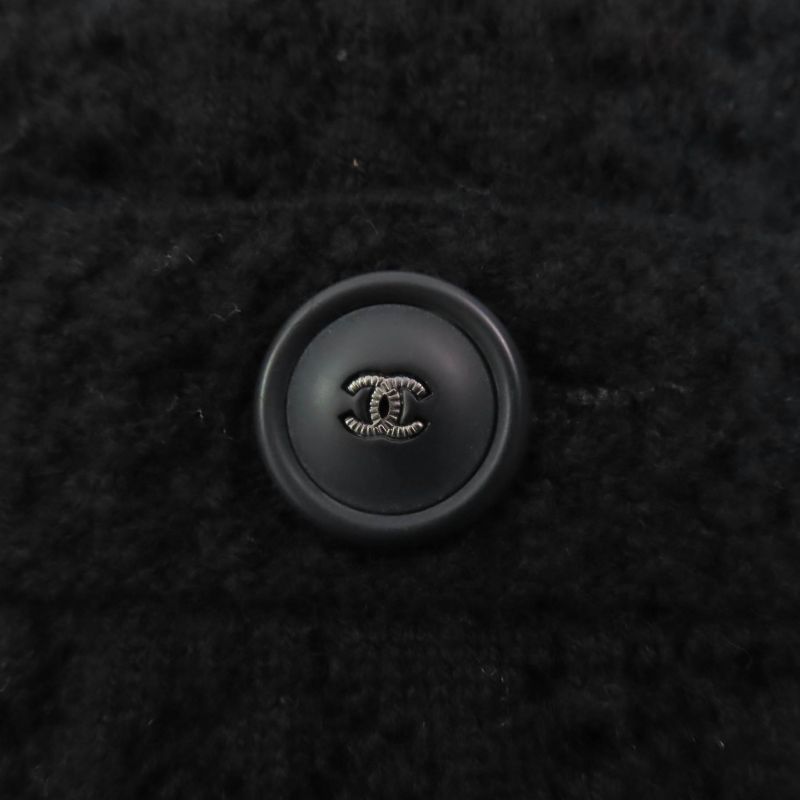 CHANEL 17B P57346k07533 Cashmere Coco Mark Button Knit Tight Skirt Black 36