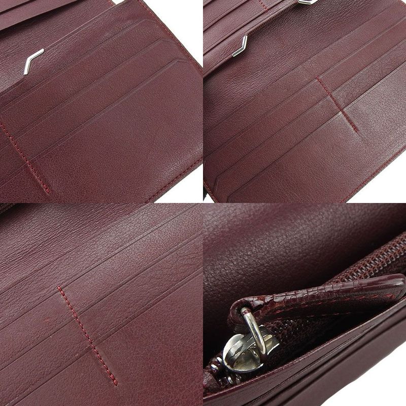 Cartier Bifold Long Wallet Cabochon Lineleather Leatherblackblacksilverhardwarea