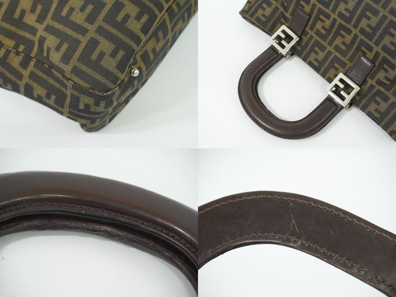 Authentic Fendi Zucca Tote Handbag Canvas Brown 26329 Zucca Bag Pre-owned