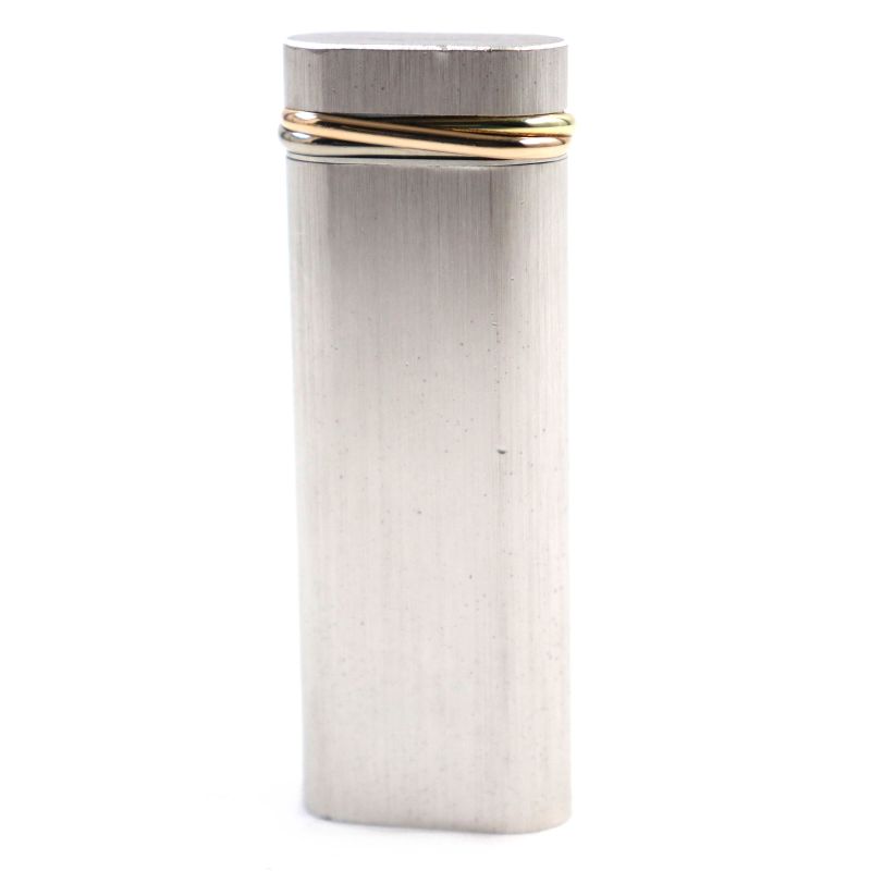 Cartier Trinity New Shape Oval Roller Lighter Silver Gold Swiss Made Ignition