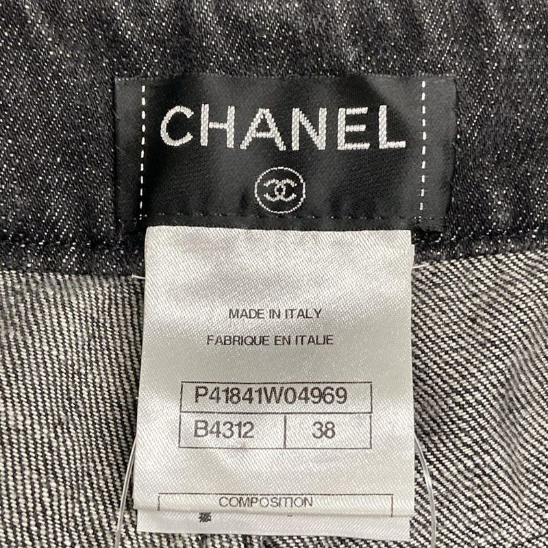 Chanel Jeans Size 38 M Women's P41841 Black Cotton