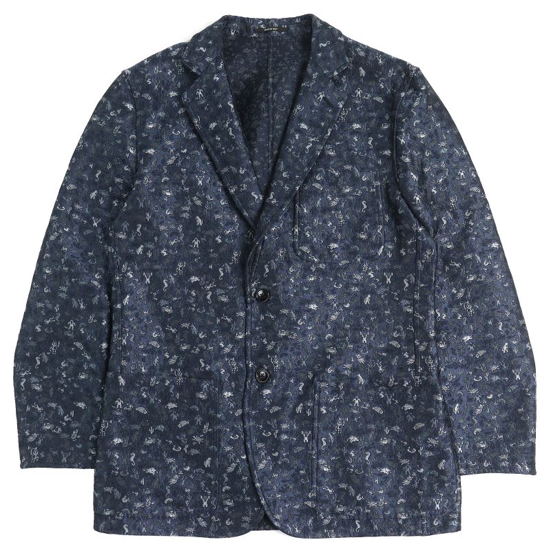 Hermes G19936 All-over Jacquard Weave Reversible Single Tailored Jacket In Navy