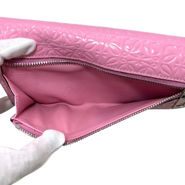 Loewe Folding Long Wallet With Pink Repeat Anagram 107.55f11