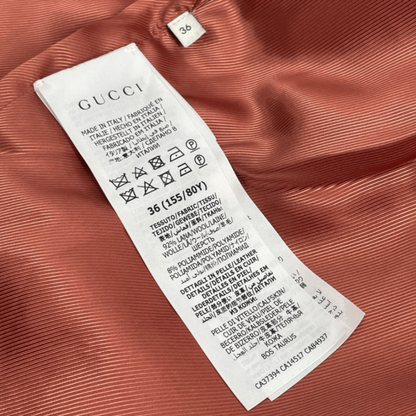 Gucci Wool Leather Tweed Jacket Pink