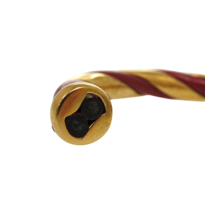 Hermes Twisted Metal Leather Red Gold Hardware Red Bangle 0079 Hermes