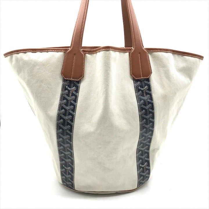 Goyard Bella la Reversible Tote Canvas Leather Navy Brown Natural