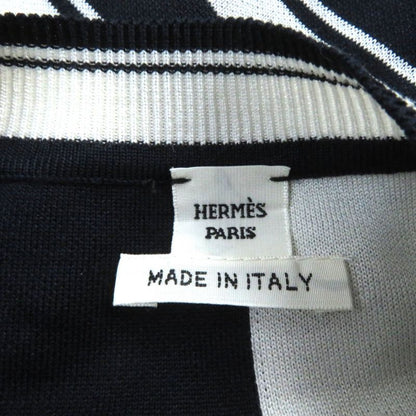 Hermes 24 Year None Order Silk Knit Jacquard Short Sleeve Knit Navy White 38