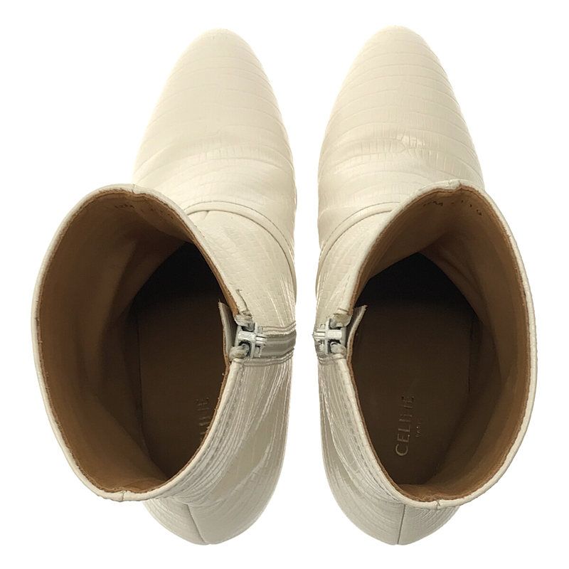 Celine Croc Shape Pressed Short Boots - 34 - White - Women's