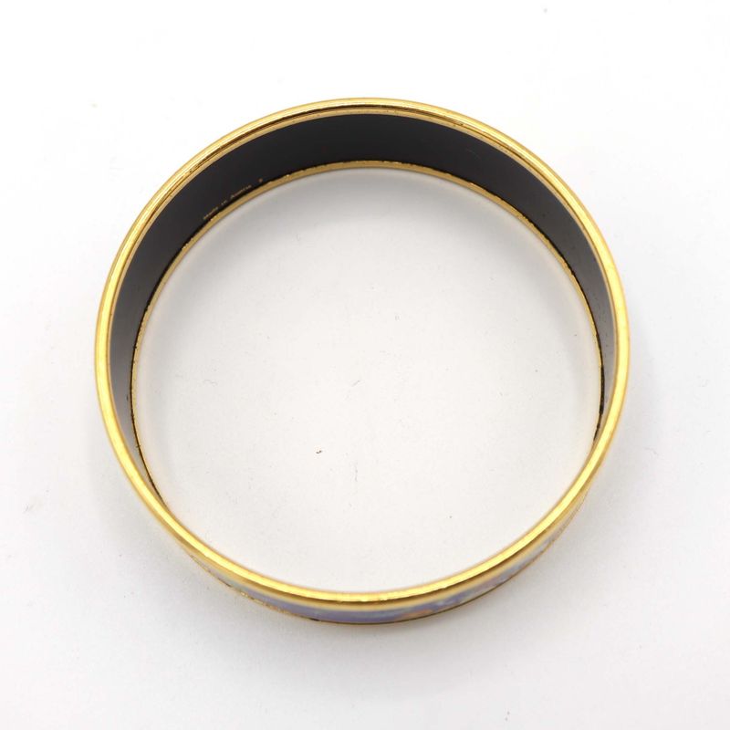Hermes Bangle Emile GM Gold Color Blue Ladies Accessories With Box H4165
