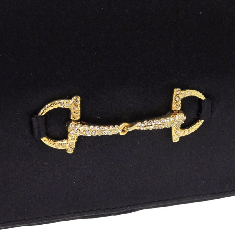Gucci Horsebit Backpack Satin Rhinestone Black Mini Bag Black 0837 Gucci