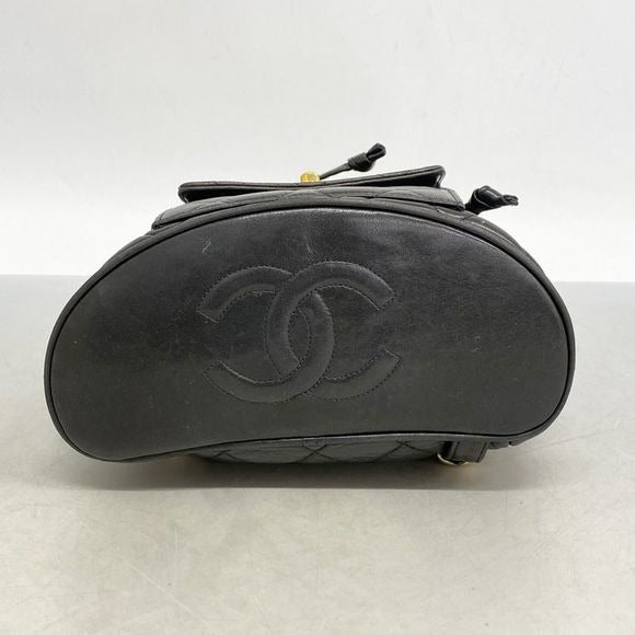 Chanel Backpack Daypack Matelasse Lambskin Black Gold Hardware Women