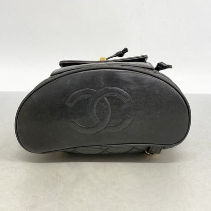 Chanel Backpack Daypack Matelasse Lambskin Black Gold Hardware Women