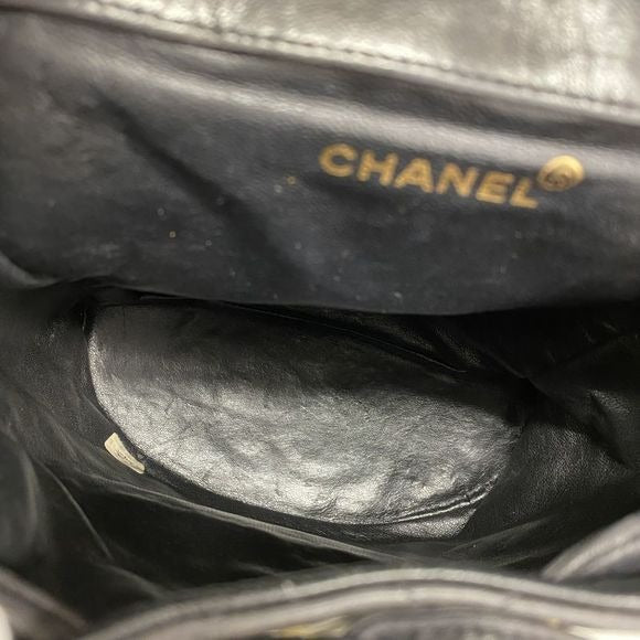 Chanel Backpack Daypack Matelasse Lambskin Black Gold Hardware Women