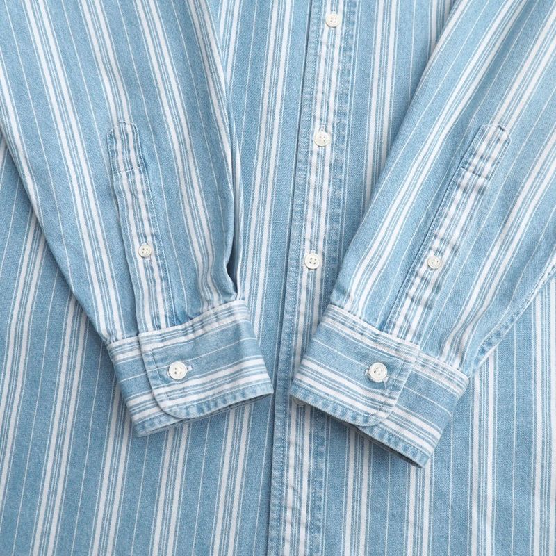 Balenciaga Oversized Button-down Collar Striped Denim Shirt Long Sleeve Shirt