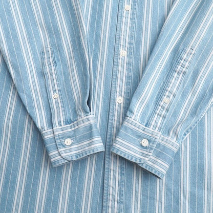 Balenciaga Oversized Button-down Collar Striped Denim Shirt Long Sleeve Shirt