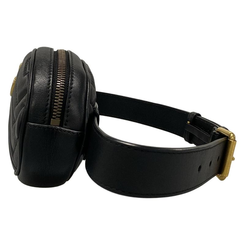 Gucci GG Marmont Waist Pouch Black Leather 476434