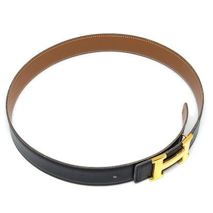 Hermes H Belt 70 Black And Gold □B 1988