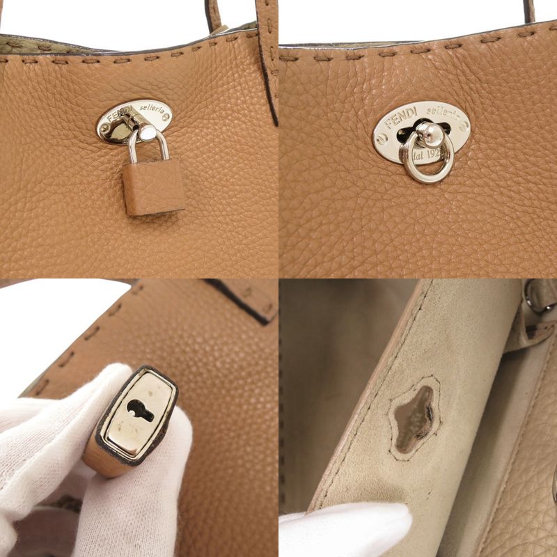 Fendi Selleria Carla Leather Brown Tote Handbag Brown 0024 Fendi