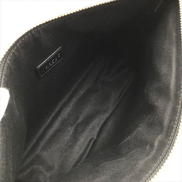 Versace Lion Logo Strap Pouch Clutch Second Black Leather