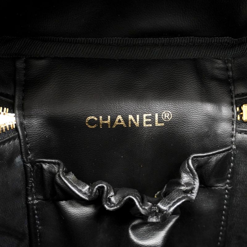 Chanel Vanity Bag Bicolore Lambskin Black Gold Hardware Women
