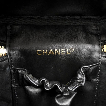 Chanel Vanity Bag Bicolore Lambskin Black Gold Hardware Women