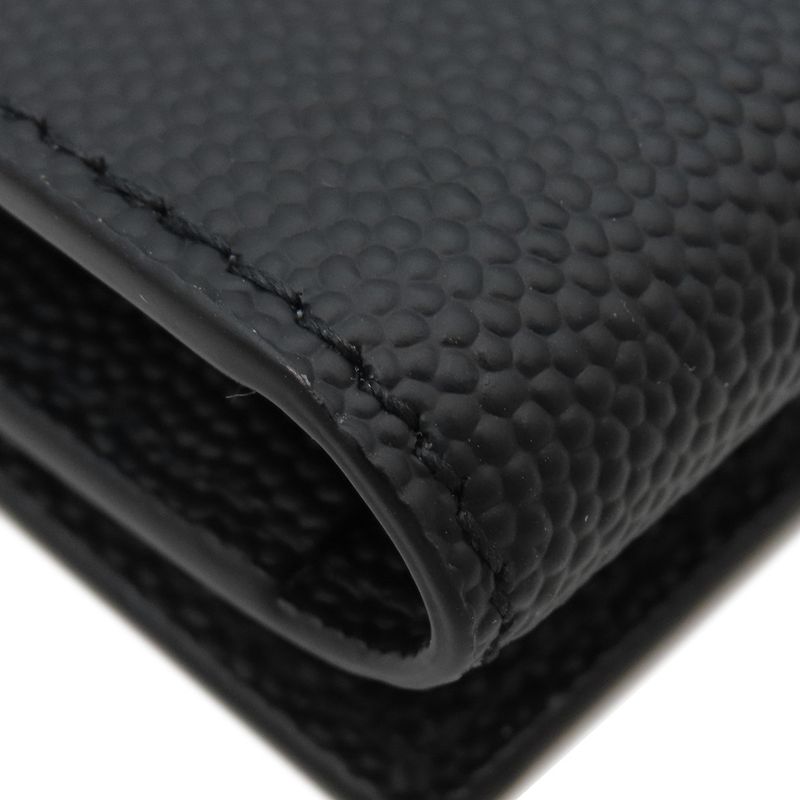 Saint Laurent Key Case Logo Leather Black Silver Hardware Black Key Case