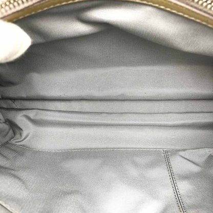 DIOR Tote Shoulder Bag Beige Patent Leather Canage Stitching Women Fashion