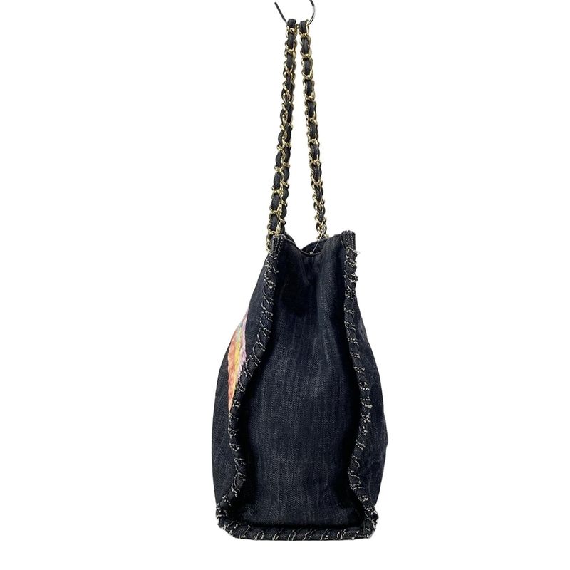 Chanel Tote Bag - Dark Navy White And Multi Embroidered Night Flight Chain