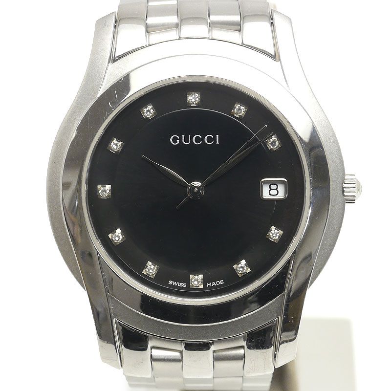 Gucci 5500m 11P Diamonds Black Dial Quartz