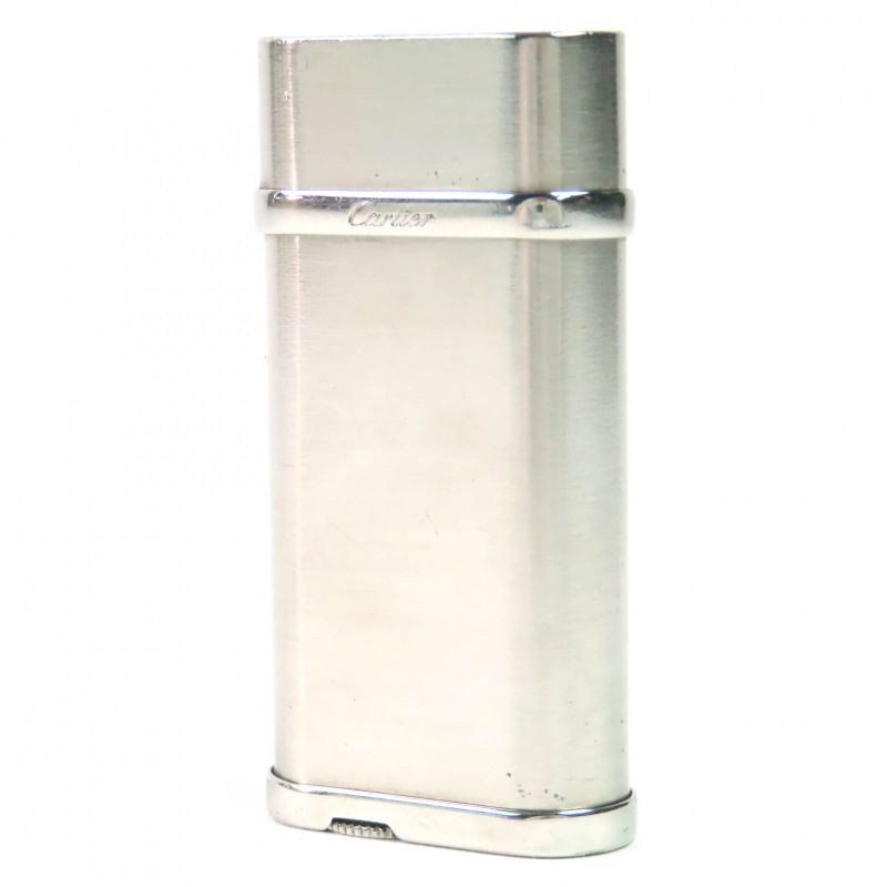 Cartier Godron Hairline Logo Engraved Oval Roller Type Gas Lighter