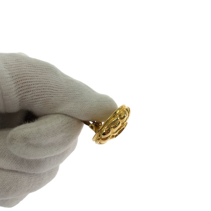 Chanel Vintage Matelasse Coco Mark Gold Metal Earrings 2 5 Engraved Ladies