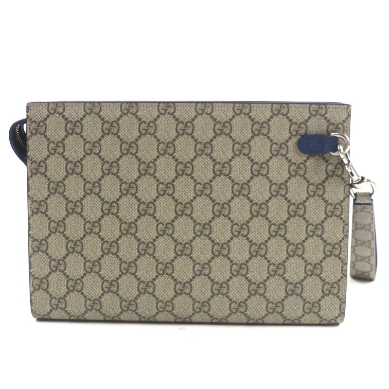 Gucci 768255 GG Supreme Canvas Leather Gghardware Bicolor Small Pouch Clutch