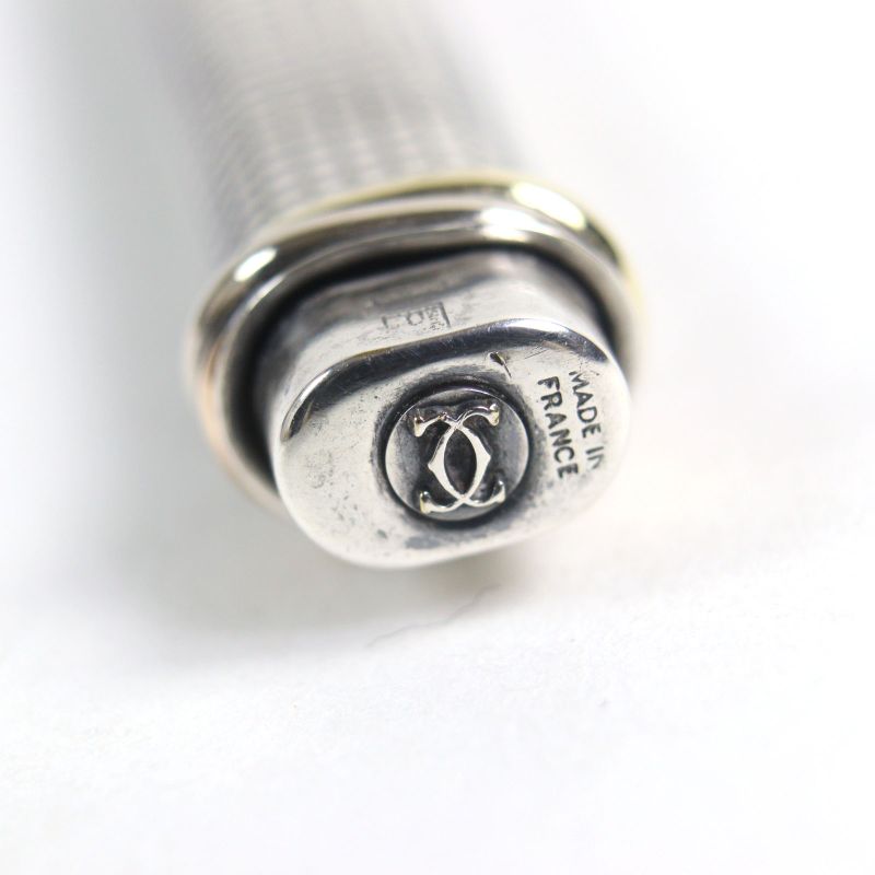 Cartier Trinity Ballpoint Pen With Logo Engraved On The Cap Silver Lattice