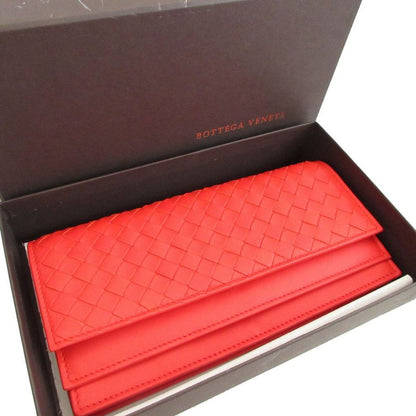 Bottega Veneta Intrecciato 143305 Leather Red Bifold Long Wallet 0337 Bottega